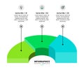 Infographic template. 3d isometric half pie with 3 steps