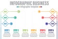 Infographic template design with business and analytics icons. timeline concept with 6 options or steps. included terminal,