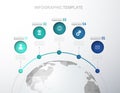 Infographic template with five circles, icons