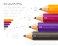 Infographic template. Color pencils with conceptual icons and pr Royalty Free Stock Photo