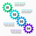 Infographic template. 4 gears in a row with numbers and text Royalty Free Stock Photo