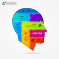 Infographic template with head. Jigsaw concept. Vector