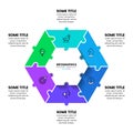 Infographic template. Hexagon puzzle with 6 steps Royalty Free Stock Photo