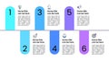 Infographic template. Horizontal line with numbers and 6 steps