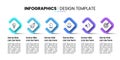 Infographic template. Horizontal line with 6 squares