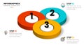Infographic template. 3 connected isometric circles with numbers Royalty Free Stock Photo