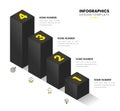 Infographic template. 4 black growing columns with numbers