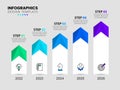 Infographic template with icons and 5 options or steps. Staircase concept