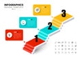 Infographic template with icons and 3 options or steps. Staircase Royalty Free Stock Photo