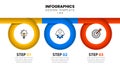 Infographic template with icons and 3 options or steps. Three circles