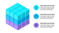 Infographic template. Isometric cube with 3 steps