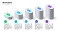 Infographic template. Isometric growing columns with 5 steps