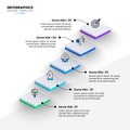 Infographic template. 5 isometric stairs with icons