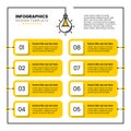 Infographic template. Light bulb with 8 ideas on the line Royalty Free Stock Photo