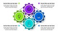 Infographic template. 4 linked gears with icons