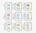 Face search, Chart and Group icons. Quick tips, Resilience and Online documentation signs. Vector