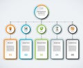 Infographic template with 5 option circles and columns Royalty Free Stock Photo