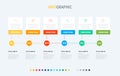Infographic template. 6 steps square design with beautiful colors. Vector timeline elements for presentations.