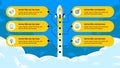 Infographic template. The path to success with a rocket and 6 steps Royalty Free Stock Photo