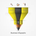 Infographic Template with pencil ribbon banner.