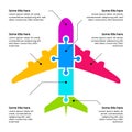 Infographic template. Puzzle plane and 6 steps. Vector Royalty Free Stock Photo