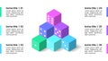 Infographic template. Pyramid of dice with 6 steps Royalty Free Stock Photo