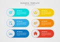 infographic template simple 6 business options rounded square multi colored.