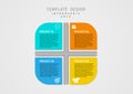 infographic template simple multi colored squares with letters and icons on top.