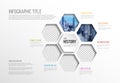 Infographic template with six photos in hexagons Royalty Free Stock Photo