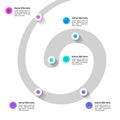 Infographic template. Spiral path with 5 steps Royalty Free Stock Photo