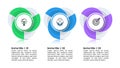 Infographic template. Standing circular shapes with 3 steps Royalty Free Stock Photo