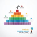 Infographic Template step building Pyramid blocks. Royalty Free Stock Photo