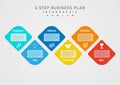 Infographic template 6 step business plan to growth rounded triangle multi color