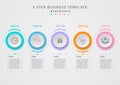 Infographic template 5 steps business plan success multi colored circles