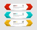 Infographic template with 3 steps or options. Banner with arrows. Vector Royalty Free Stock Photo