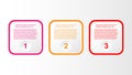 infographic template with three steps for business process information presentation