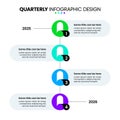 Infographic template. Vertical line with quarter steps Royalty Free Stock Photo