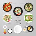 Infographic Thai foods business flat lay idea. Vector illustrati Royalty Free Stock Photo