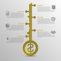 Infographic timeline. Business key concept template. Gold vector Royalty Free Stock Photo