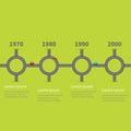 Infographic Timeline four step round circle crossroad set. Road white marking and cartoon cars. Template. Flat design. Green grass