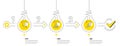 Infographic timeline with lamp light bulbs and icons. 3 steps idea journey path of business project process. Vector