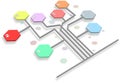 Infographic timeline report chart with hexagons Royalty Free Stock Photo