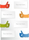 Infographic timeline report with hands with thumbs up