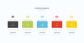 Infographic Timeline Squre elements diagram template for business. 5 successive Steps Modern roadmap with squre topics, flat