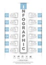 Infographic timeline stikers paper template twelve options blue Royalty Free Stock Photo