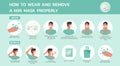 How to wear and remove a n95 mask properly infographic