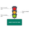 Infographic traffic light signal and green sign in Cartoon with symbol in yellow, red, and green color. stop, warning, and go sign Royalty Free Stock Photo