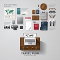 Infographic travel business flat lay idea.