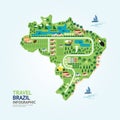 Infographic travel and landmark brazil map shape template design Royalty Free Stock Photo