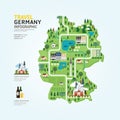 Infographic travel and landmark germany map shape template design. country navigator concept vector illustration / graphic or web Royalty Free Stock Photo